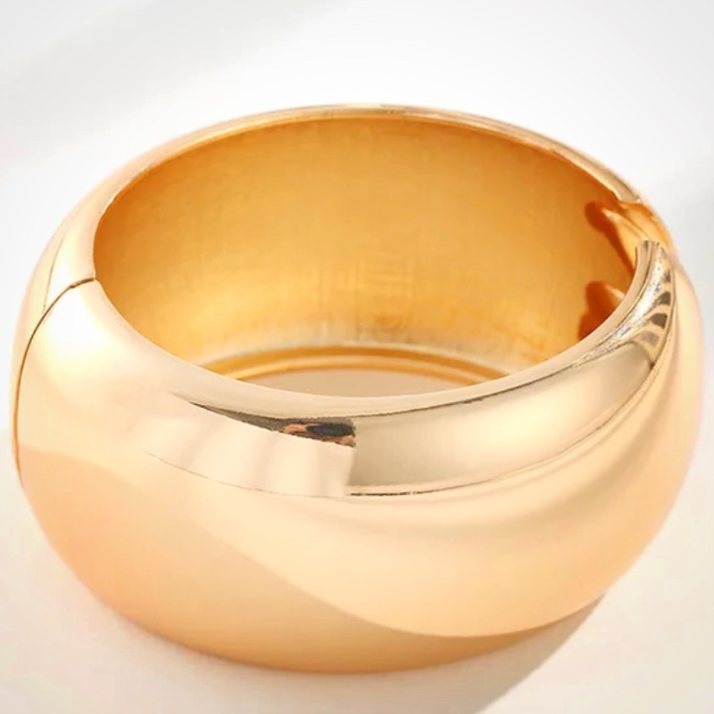 NEW Gold-tone Hinged Dome Cuff Bracelet - Picture 8 of 16